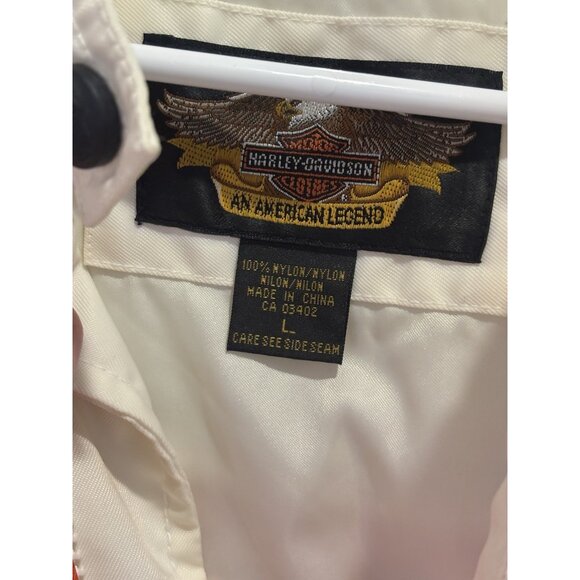 Harley Davidson Racing Jacket- White and orange Women’s Sz L EUC Biker Grunge - Picture 3 of 13